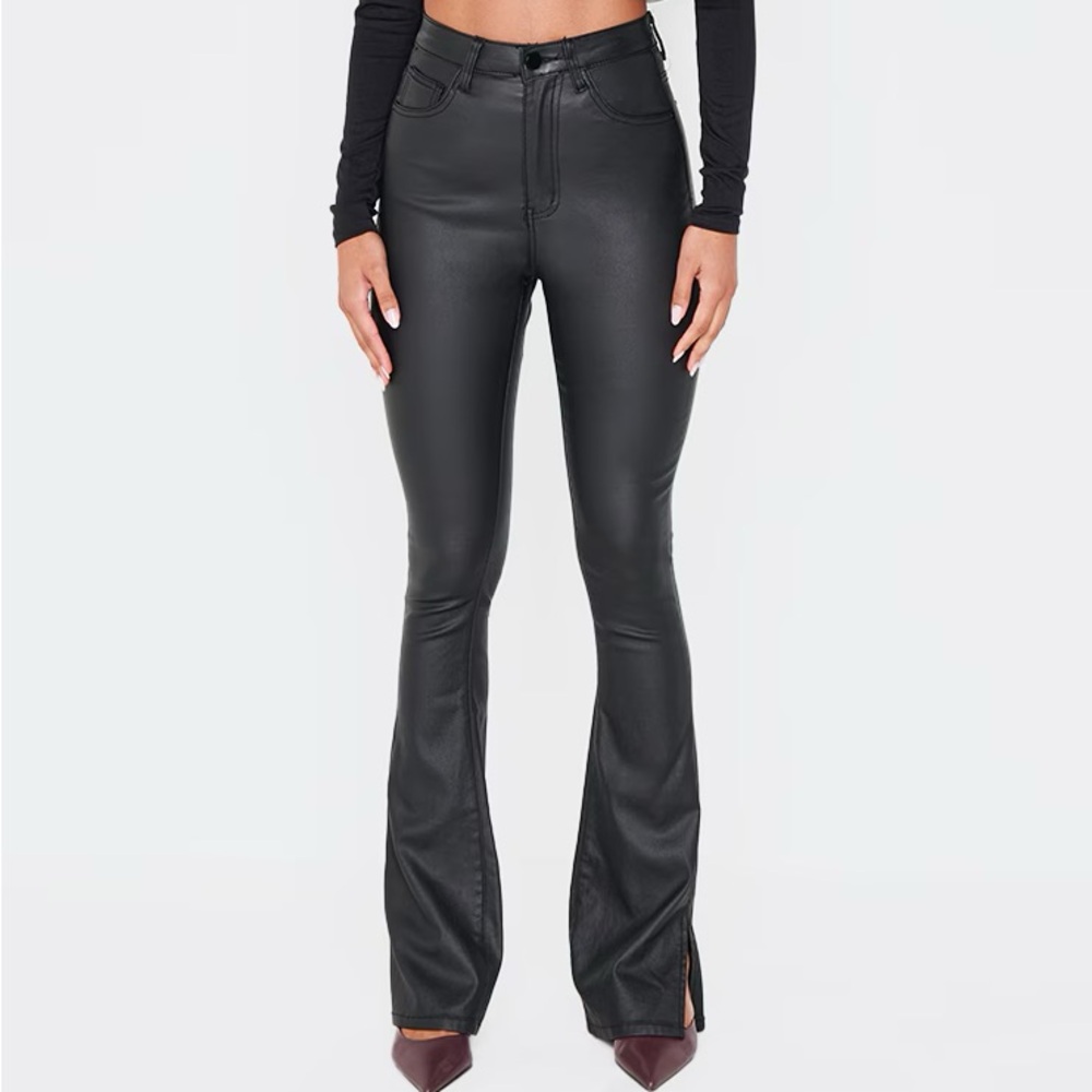 PrettyLittleThing Black Faux Leather Pants - Picture 2 of 8